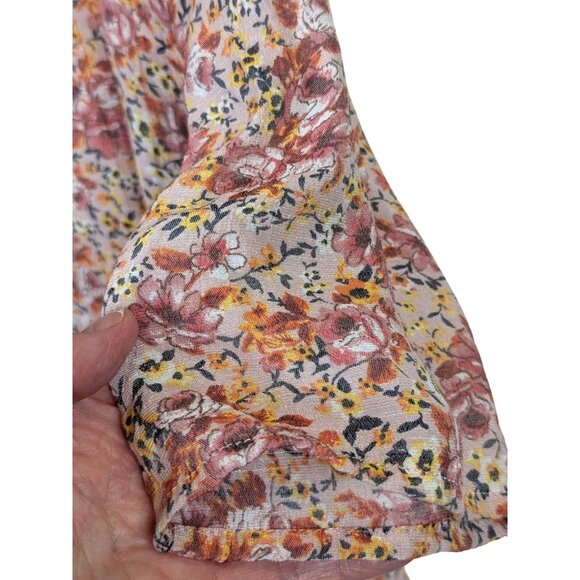 Indigo Rose Women size M Floral Button Up Ruffle Cottagecore Bohemian Top Soft - Picture 4 of 10